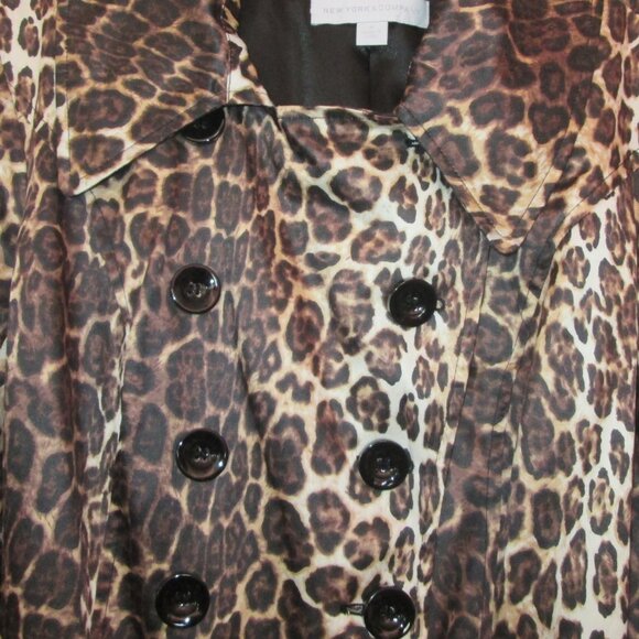 NEW nwt ny&co leopard coat satin trench size medium - Picture 6 of 7